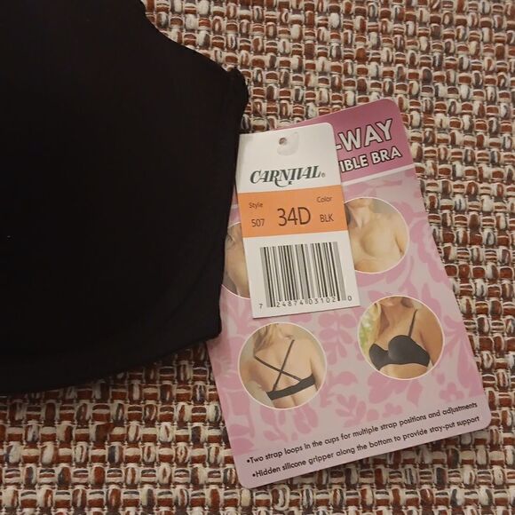 New 34D Carnival 7 Way Convertible Bra Black  New With Tags - Picture 7 of 8